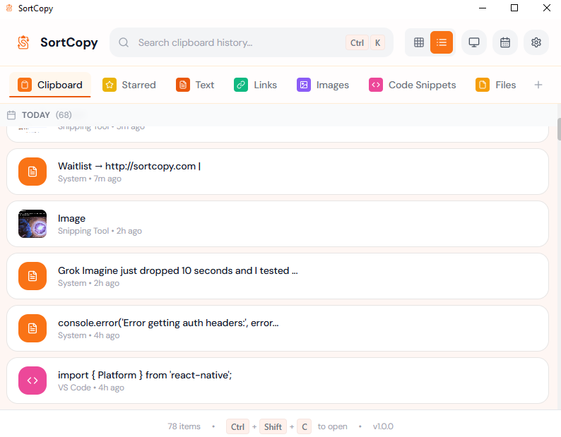SortCopy - Clipboard Manager